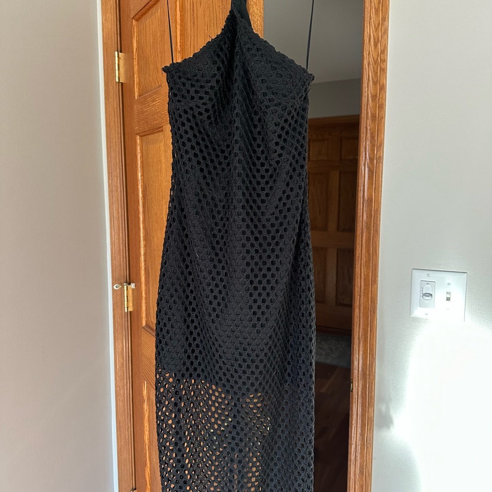 Black Mesh Halter Dress